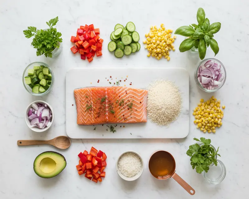 Easy Grilled Salmon Rice Bowls 2 ingredients