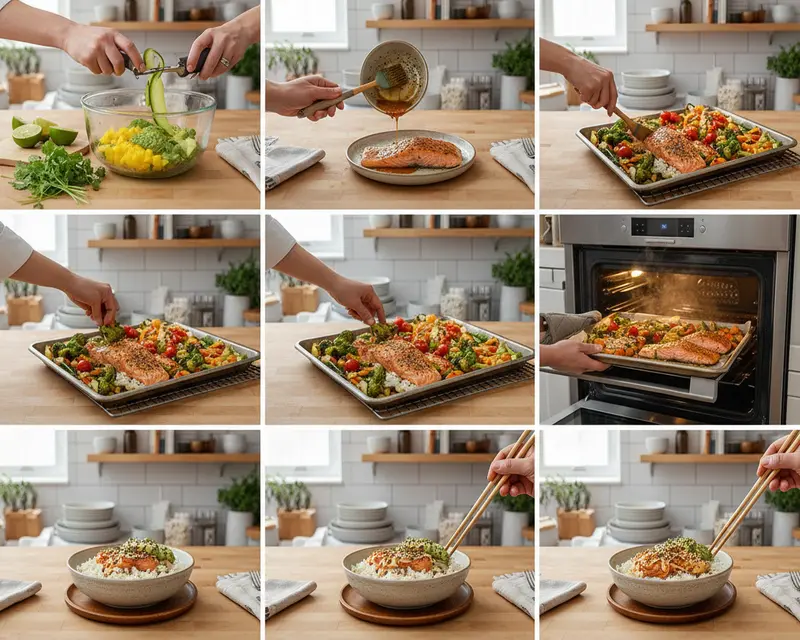 Easy Grilled Salmon Rice Bowls 3 cooking process