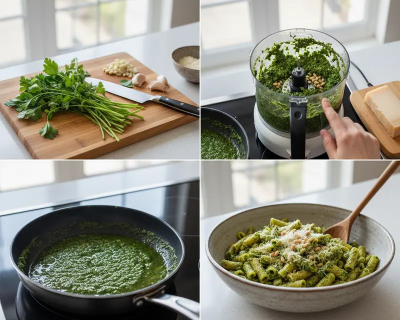 Herb Stem Pesto 3 cooking process