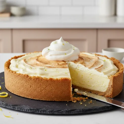 Beautiful plated Lemon Icebox Pie