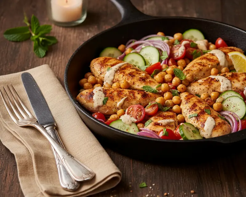 Mediterranean Chickpea Chicken Bowls 4 final plated dish