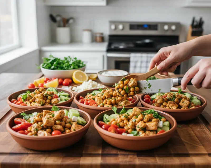 Mediterranean Chickpea Chicken Bowls 3 cooking process