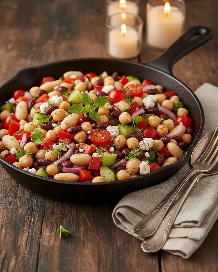 Mediterranean Dense Bean Salad Recipe 4 final plated dish