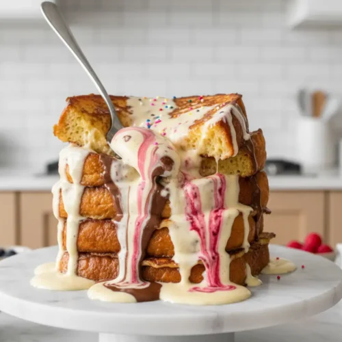 Beautiful plated Melted Ice Cream French Toast