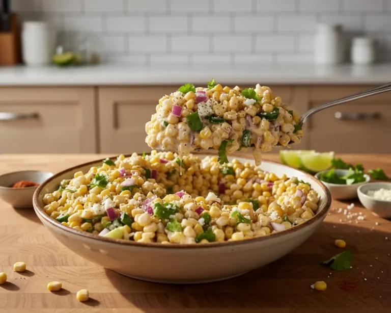Beautiful plated Mexican Street Corn Salad