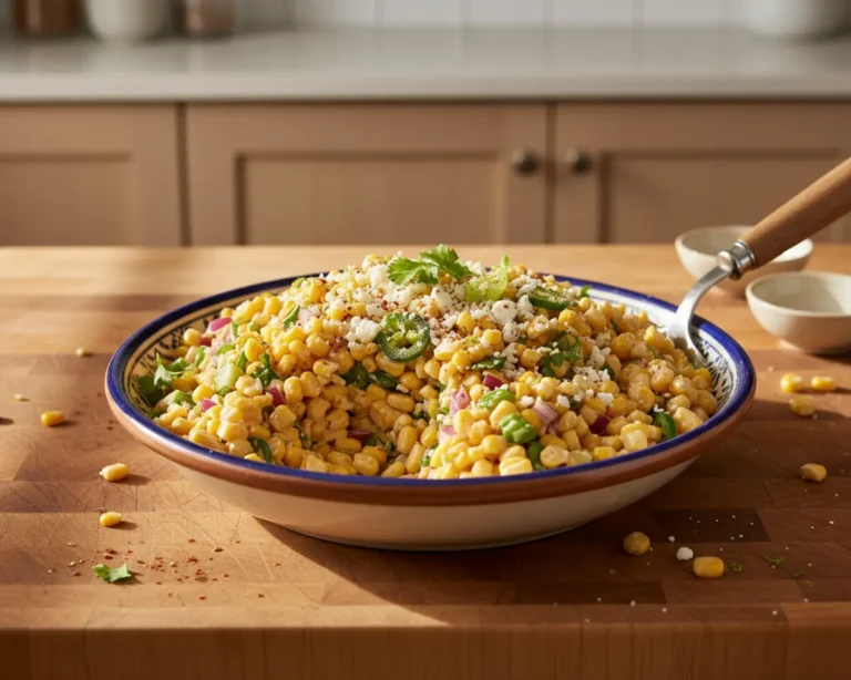 Beautiful plated Mexican Street Corn Salad