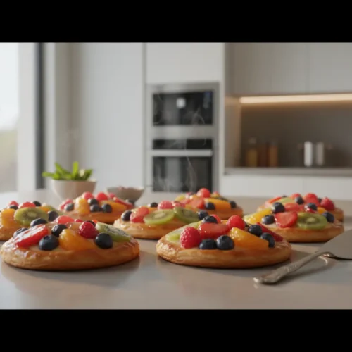 Beautiful plated Mini Fruit Pizzas