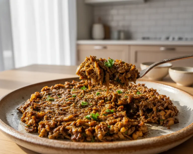 Beautiful plated Mushroom Stem Duxelles: Gourmet from Scraps