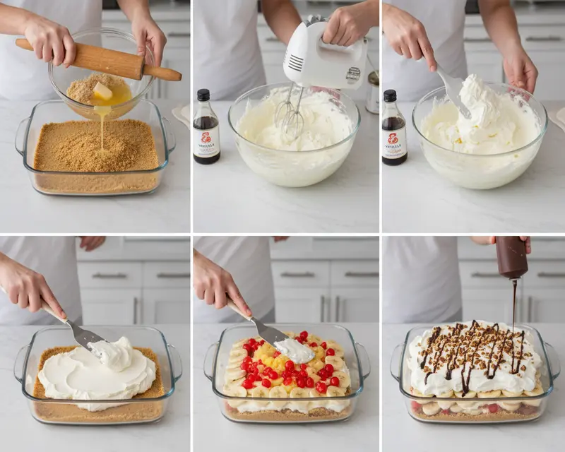 No-Bake Banana Split Icebox Cake Recipe 3 cooking process