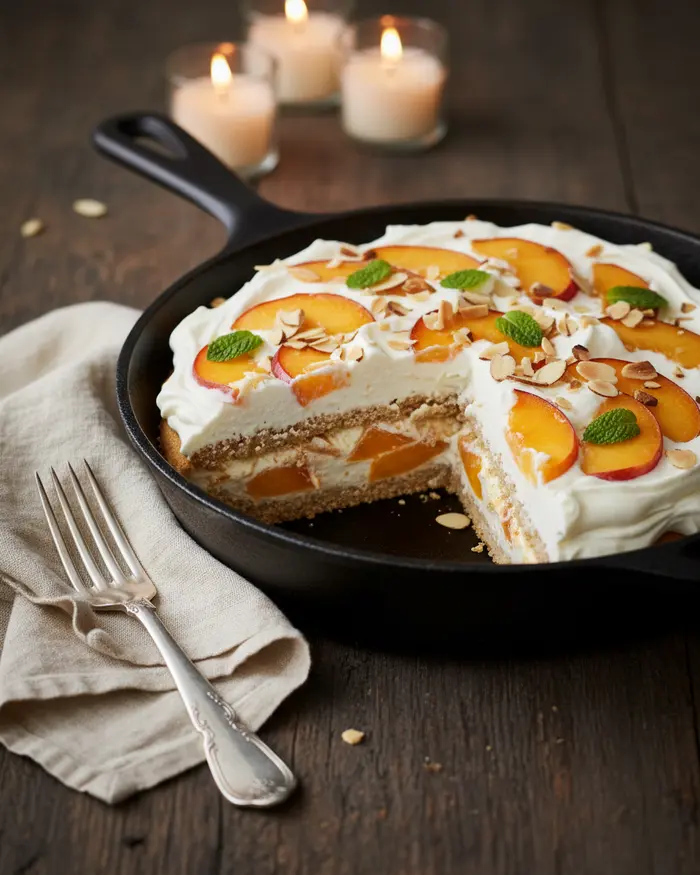 Easy No-Bake Peach Icebox Cake Recipe 4 final plated dish