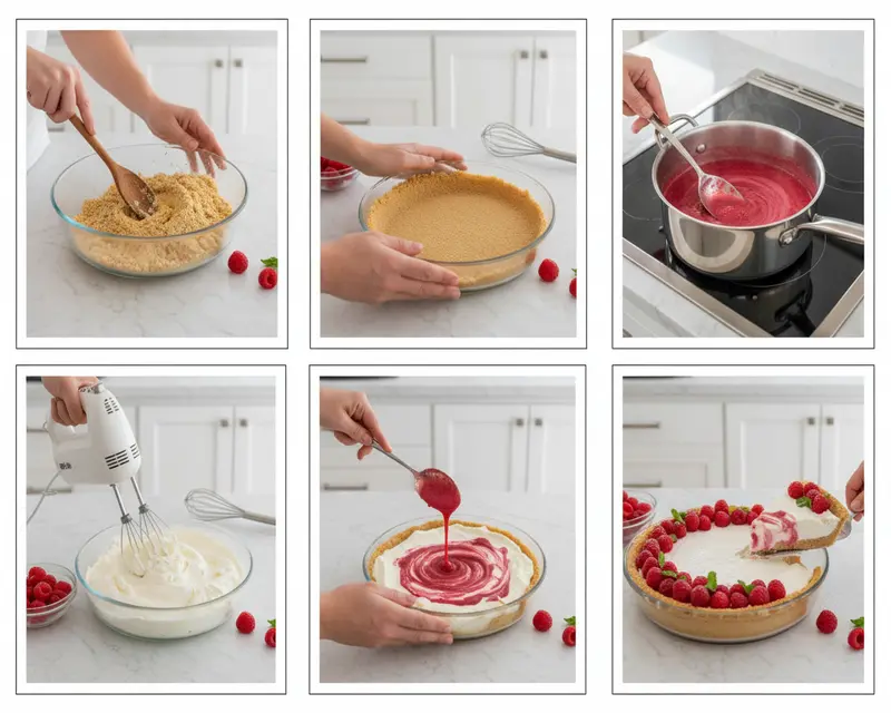 Easy No-Bake Raspberry Cream Pie Recipe 3 cooking process