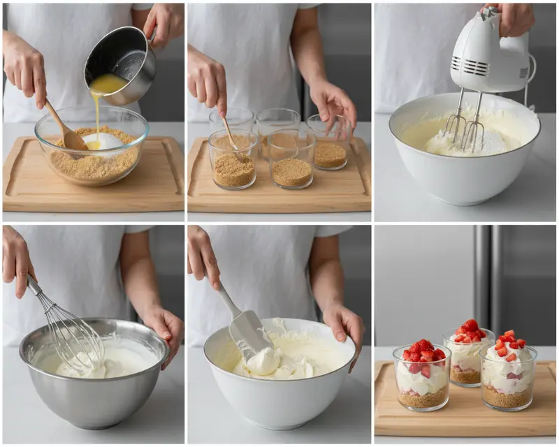 No-Bake Strawberry Cheesecake Cups 3 cooking process