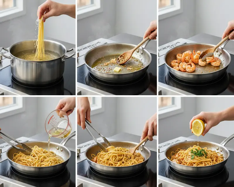 Easy One-Pot Garlic Butter Shrimp Pasta 3 cooking process