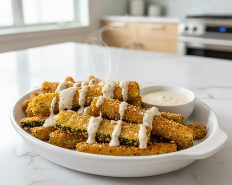 Beautiful plated Parmesan Zucchini Fries
