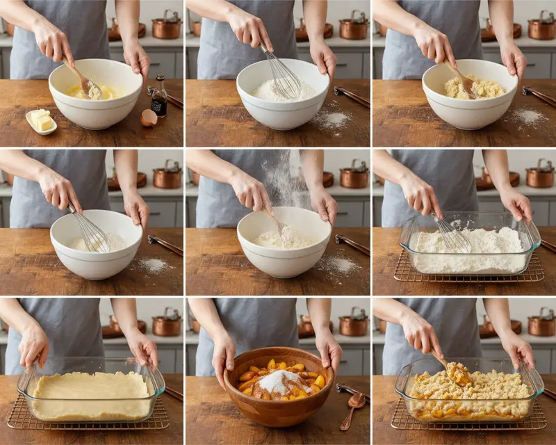 Peach Cobbler Bars Recipe with Crumb Topping 3 cooking process