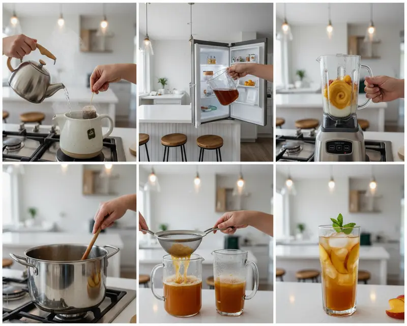 Refreshing Homemade Peach Iced Tea Recipe 3 cooking process