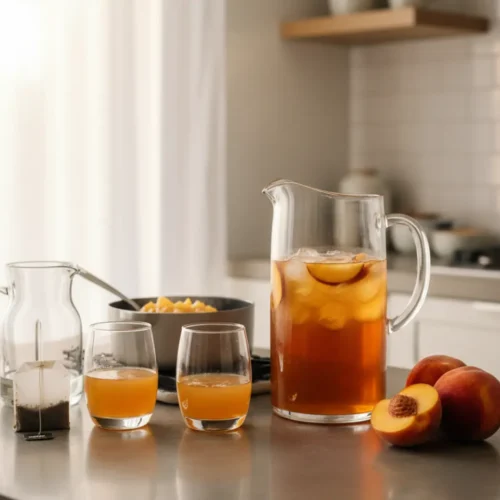 Beautiful plated Peach Iced Tea
