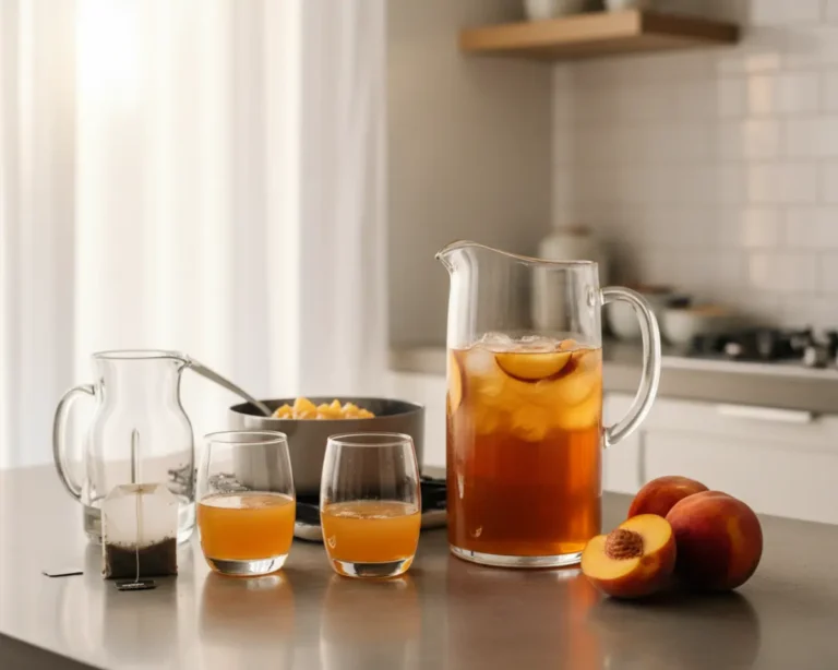 Beautiful plated Peach Iced Tea