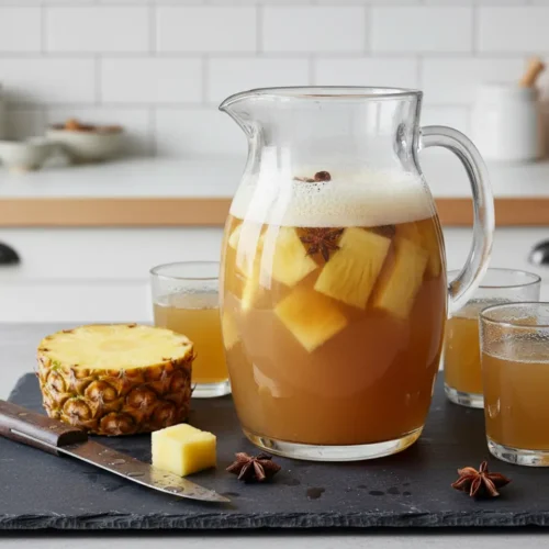 Beautiful plated Pineapple Core Tepache: Summer Probiotic Drink
