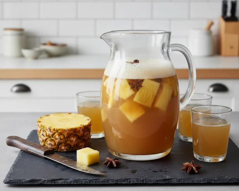 Beautiful plated Pineapple Core Tepache: Summer Probiotic Drink