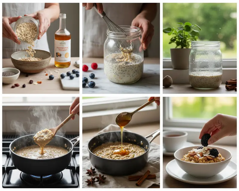 Postbiotic Overnight Fermented Oat Porridge 3 cooking process