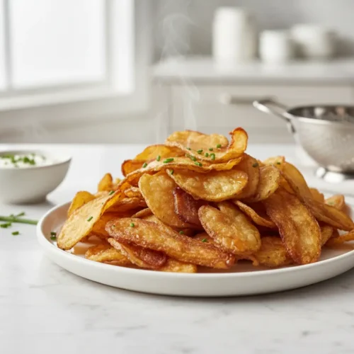 Beautiful plated Potato Peel Chips: Crispy Gold from Scraps