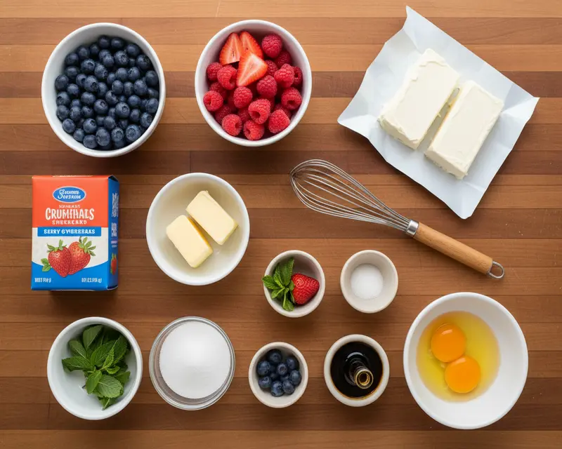 Red White Blue Berry Cheesecake Bars Recipe 2 ingredients