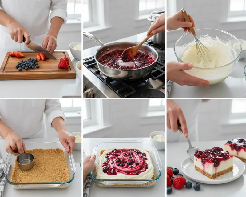Red White Blue Berry Cheesecake Bars Recipe 3 cooking process