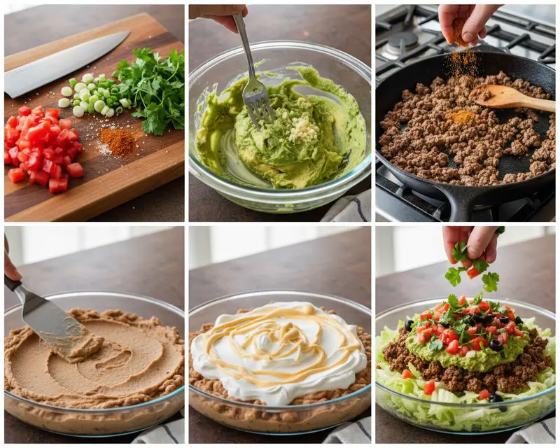 Easy Seven Layer Dip Recipe for Parties 3 cooking process