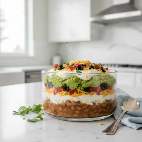 Beautiful plated Seven Layer Dip