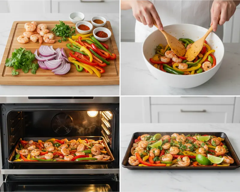 Easy Sheet Pan Shrimp Fajitas Recipe 3 cooking process