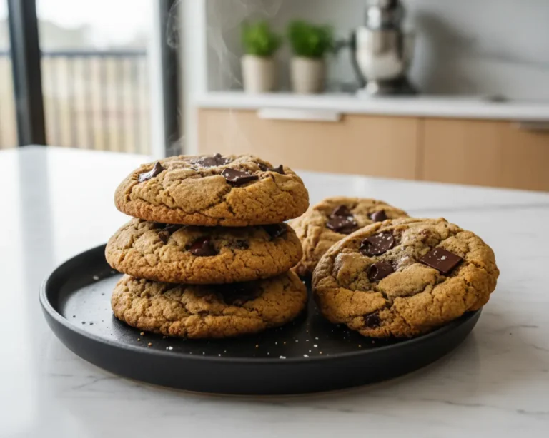 Beautiful plated Sourdough Discard Chocolate Chip Cookies