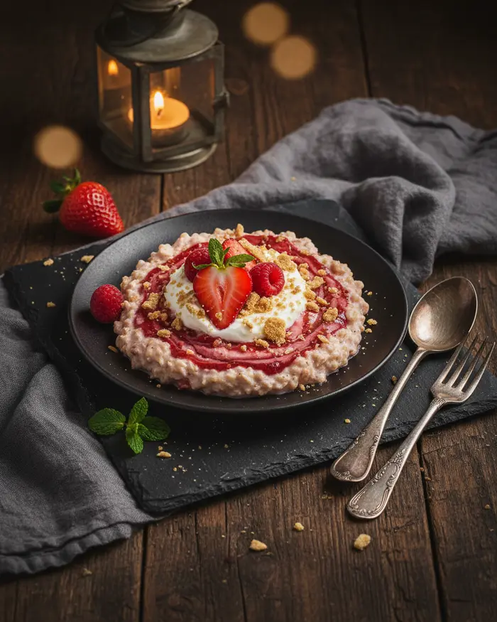 Strawberry Cheesecake Overnight Oats Recipe 4 final plated dish