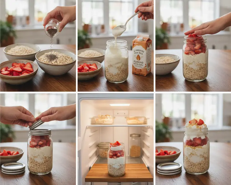 Strawberry Cheesecake Overnight Oats Recipe 3 cooking process