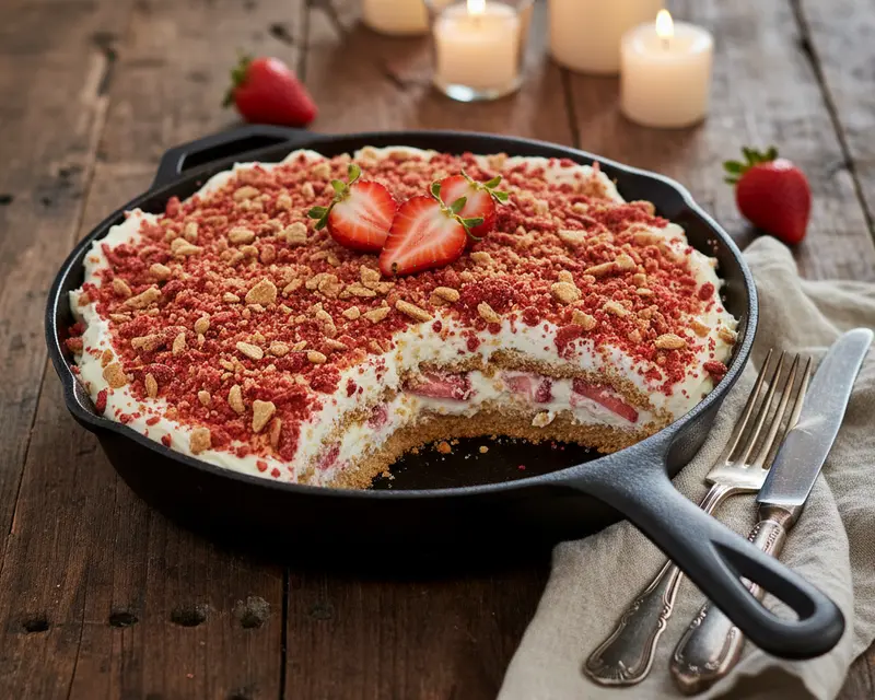 Strawberry Crunch Icebox Cake Recipe 4 final plated dish