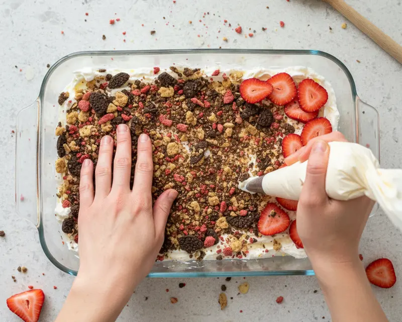 Strawberry Crunch Icebox Cake Recipe 3 cooking process