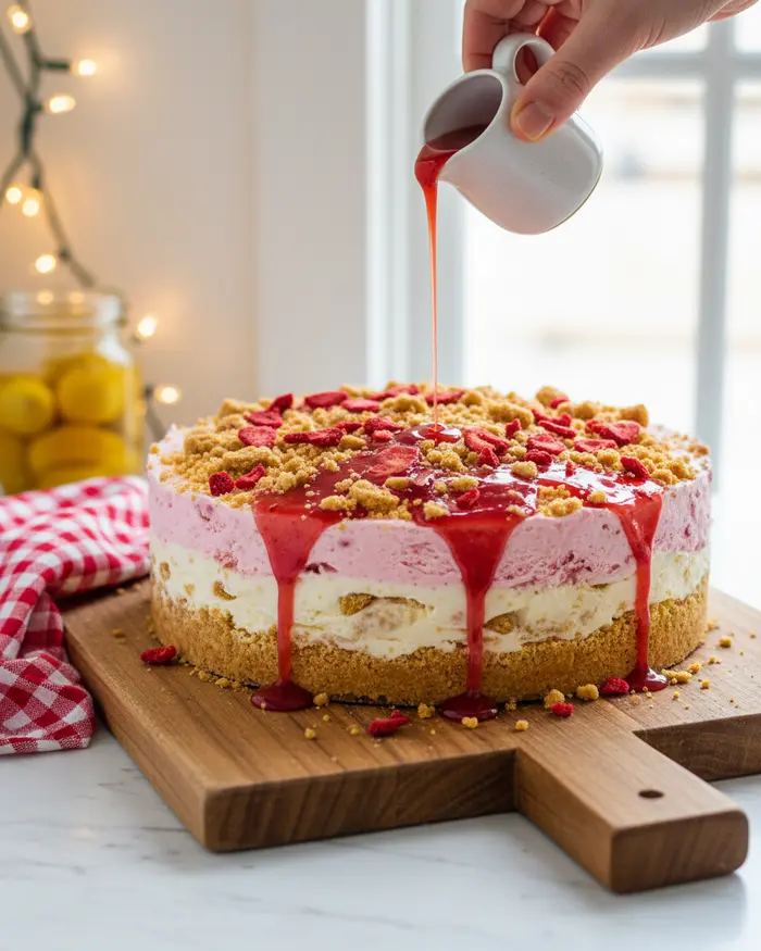 Strawberry Shortcake Ice Cream Cake 4 final plated dish