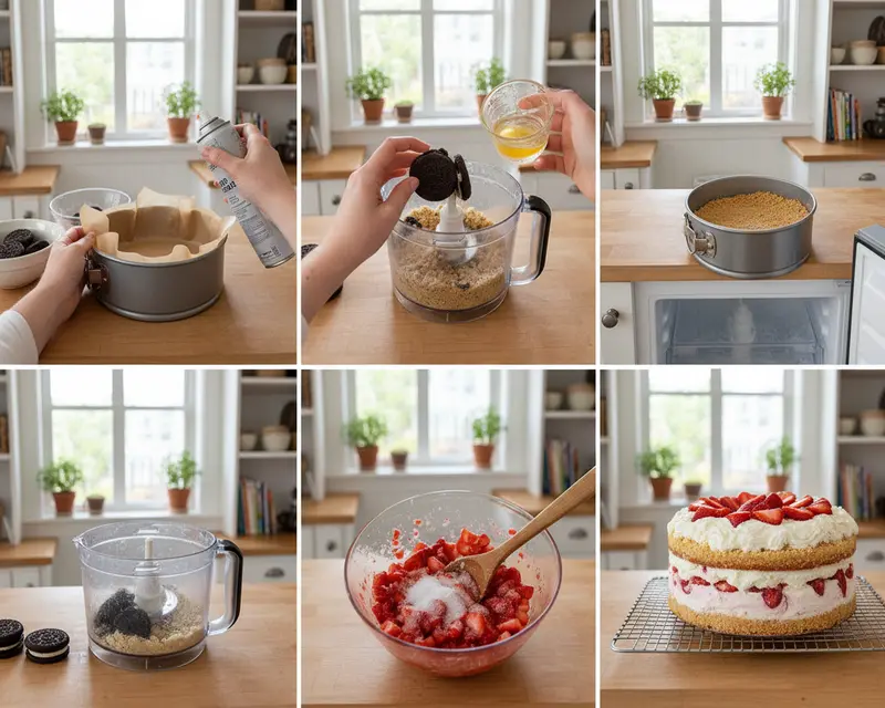 Strawberry Shortcake Ice Cream Cake 3 cooking process