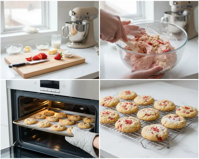 Strawberry Shortcake Icebox Cookies Recipe 3 cooking process