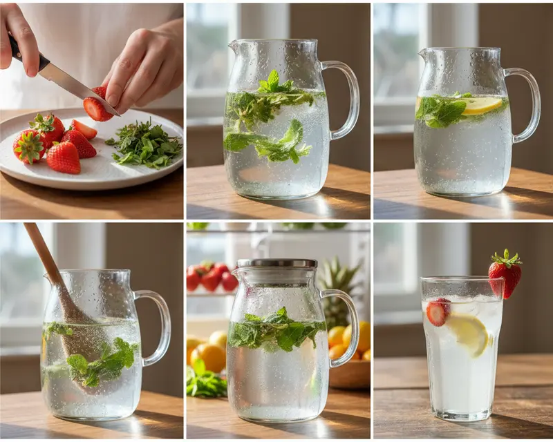 Refreshing Strawberry Top Infused Water Recipe 3 cooking process