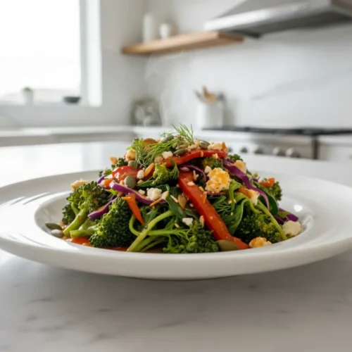 Beautiful plated Sulforaphane Broccoli Sprout Master Antioxidant Salad