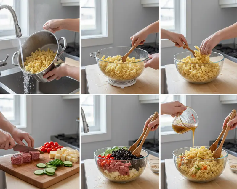 Summer Pasta Salad Recipe with Fresh Vegetables 3 cooking process