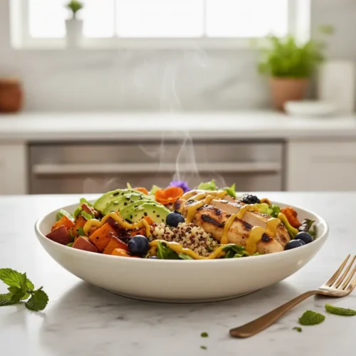 Beautiful plated Summer Solstice Peak Energy Hormone Bowl