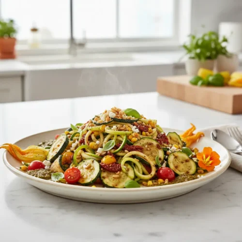 Beautiful plated Summer Zucchini Abundance: 10 Zero-Waste Solutions