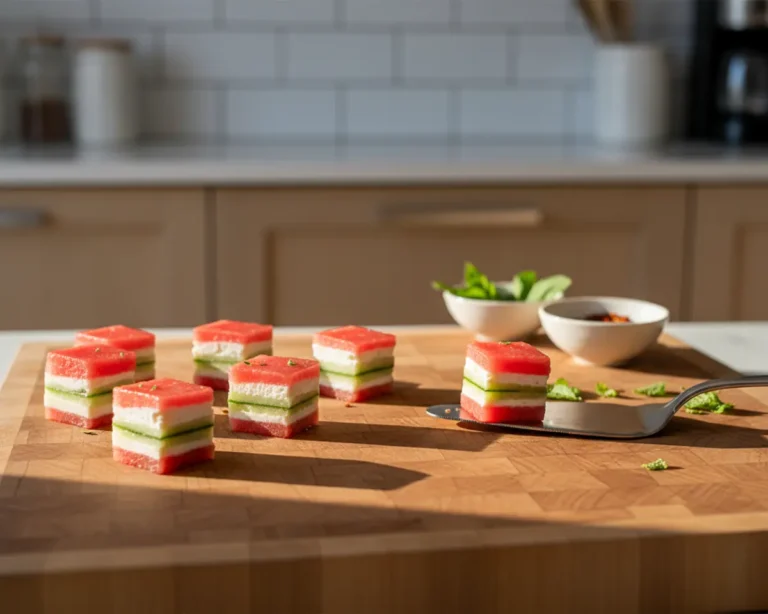 Beautiful plated Watermelon Cucumber Bites