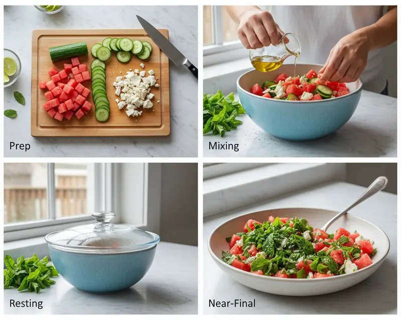 Fresh Watermelon Feta Cucumber Salad Recipe 3 cooking process