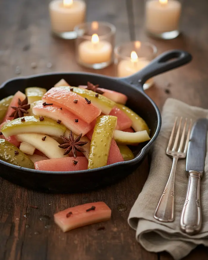 Watermelon Rind Pickles for Summer BBQs 4 final plated dish