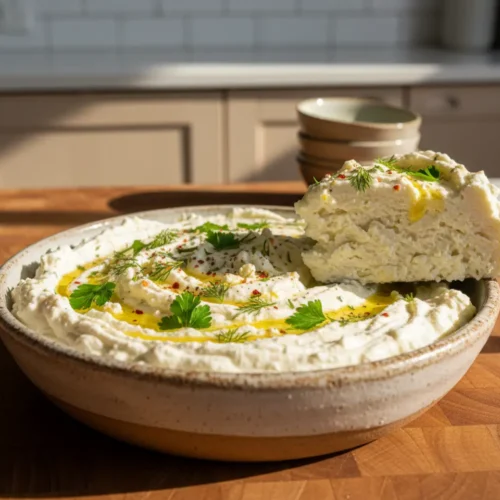 Beautiful plated Whipped Feta Dip