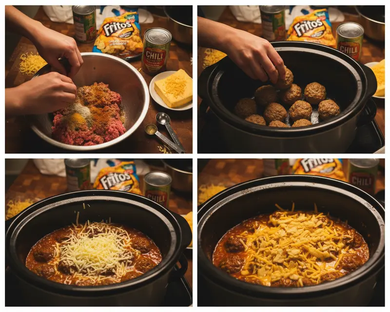 Easy 5-Ingredient Crockpot Frito Pie Meatballs 3 cooking process