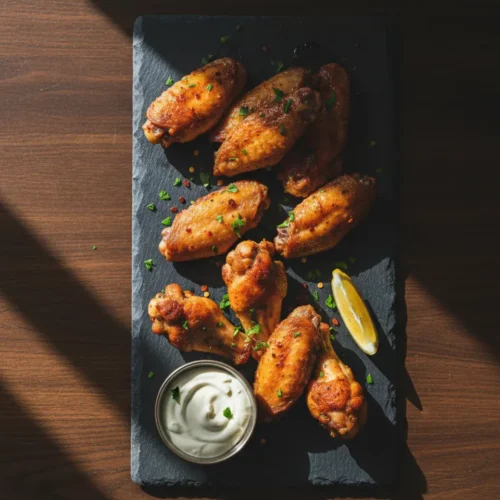 Beautiful plated Air Fryer Chicken Wings